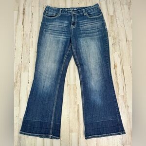 Maurices Jeans Womens 13/ 14 Short Blue High Rise Flare Wide Leg Stretch Denim